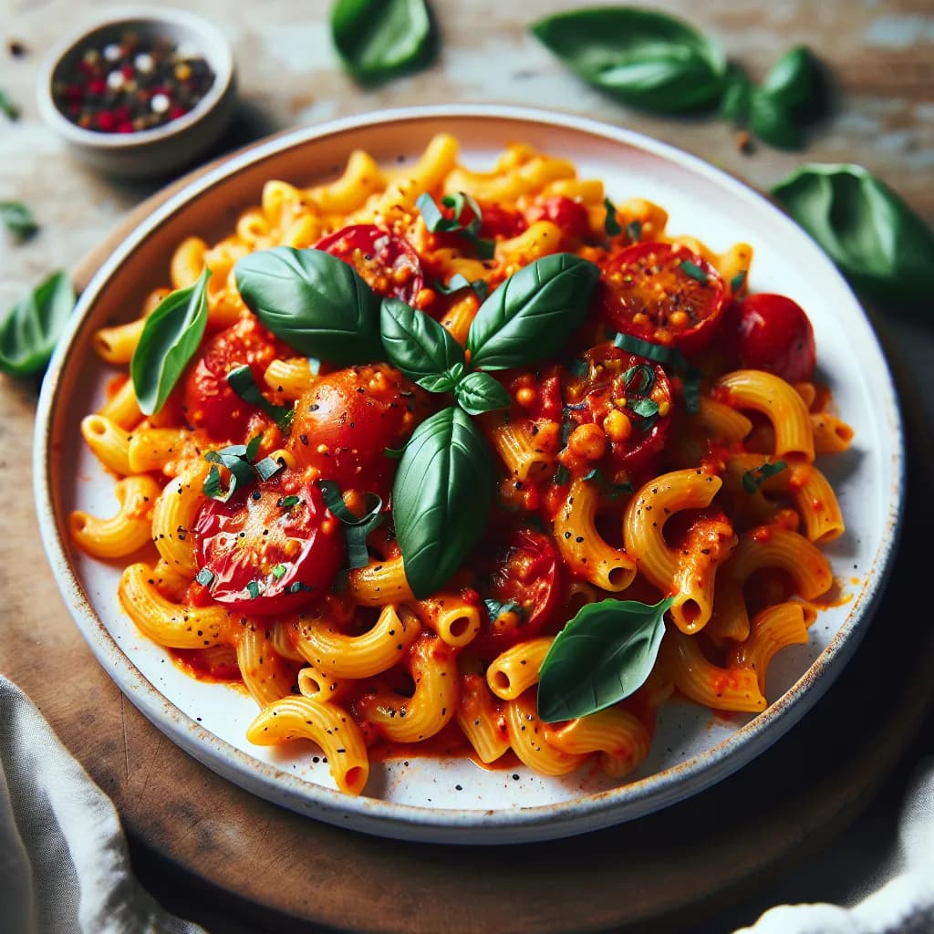 Vegan Macaroni with Tomato Basil Sauce