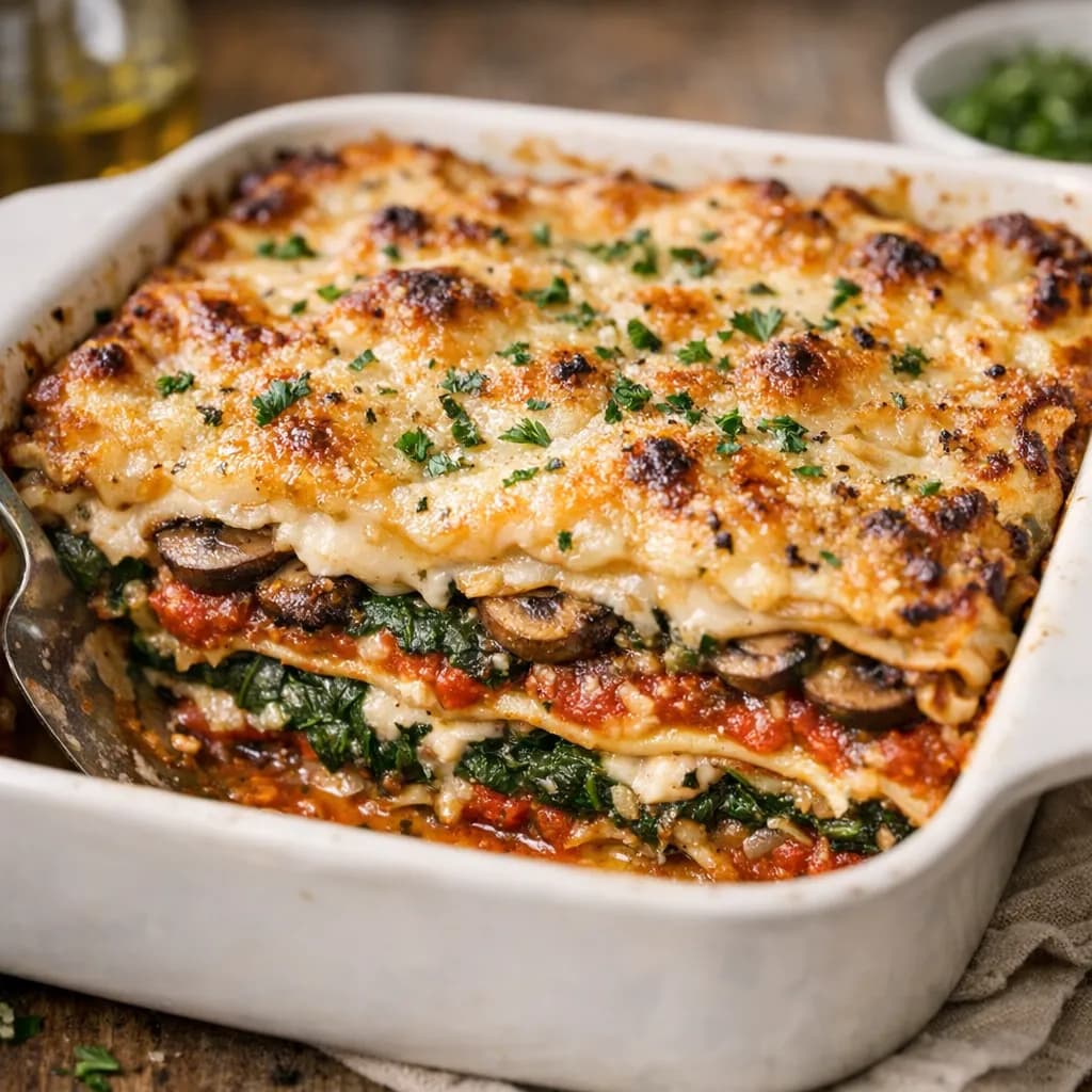 Vegan Mushroom and Spinach Lasagna