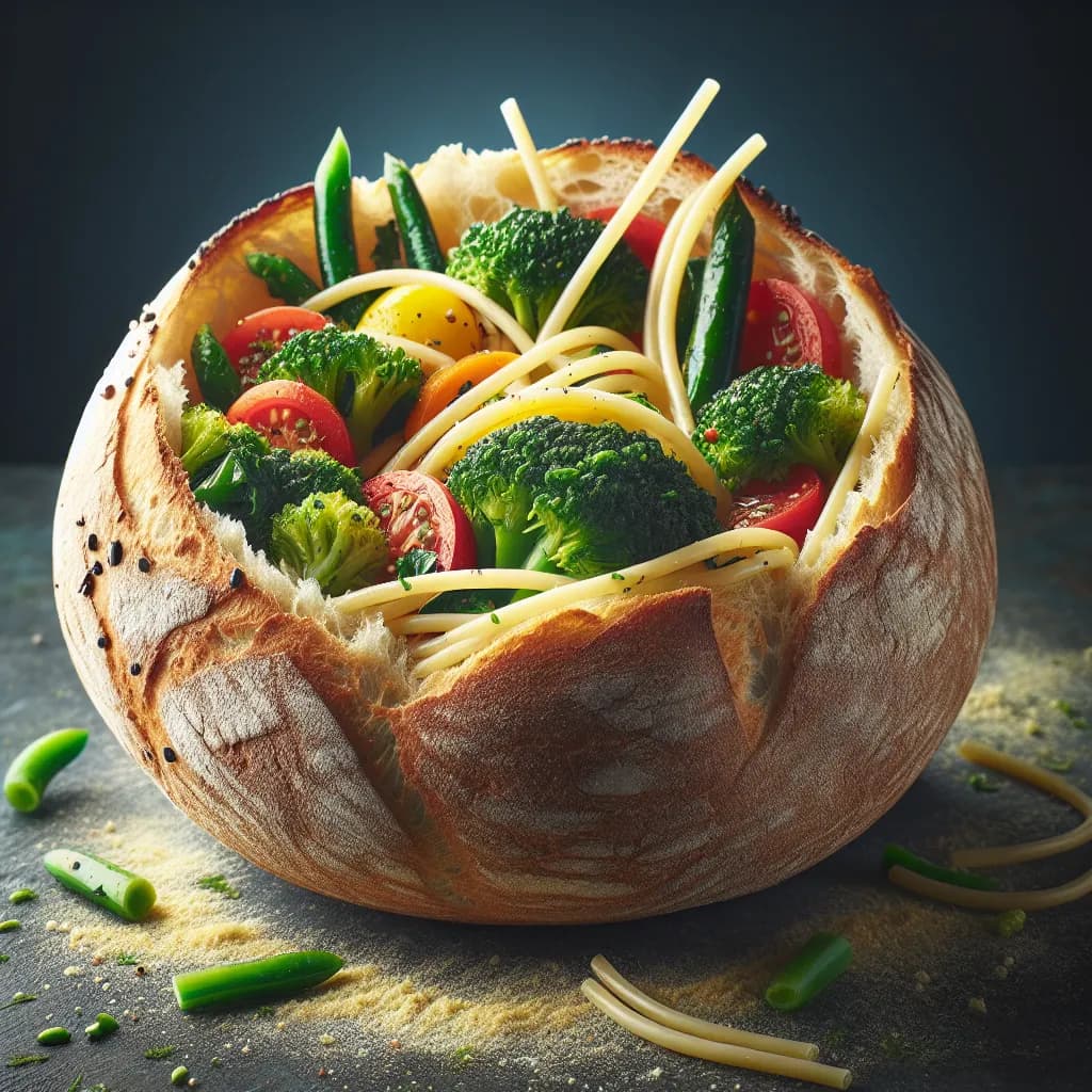 Vegan Spaghetti Bread Bowl