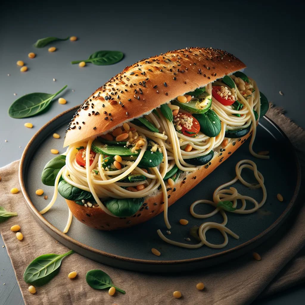 Vegan Spaghetti-Stuffed Baguette