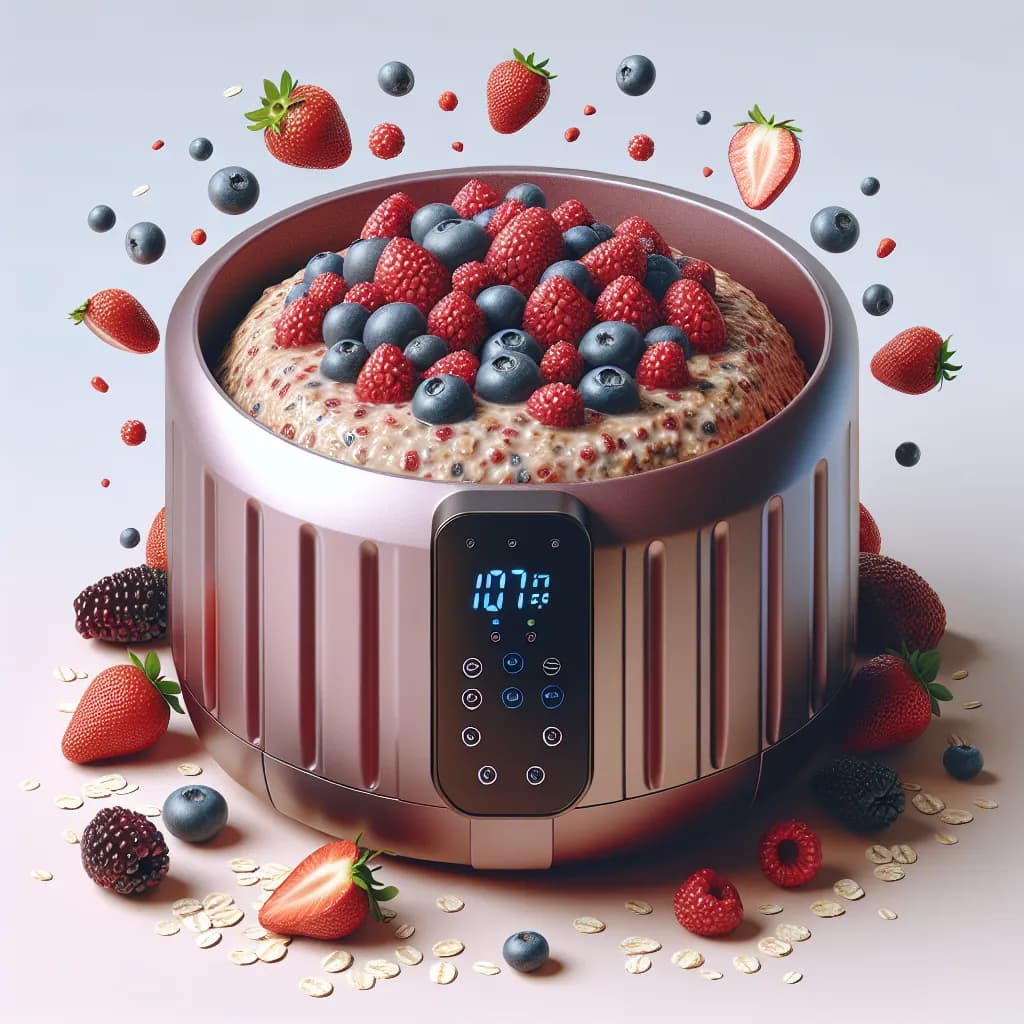 Vegane Beeren-Haferflocken im Air Fryer