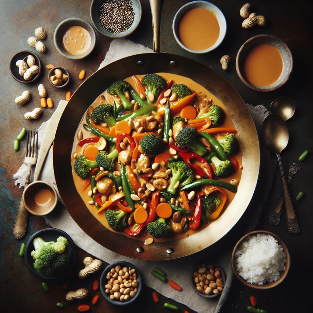 Vegane Erdnuss-Gemüsepfanne