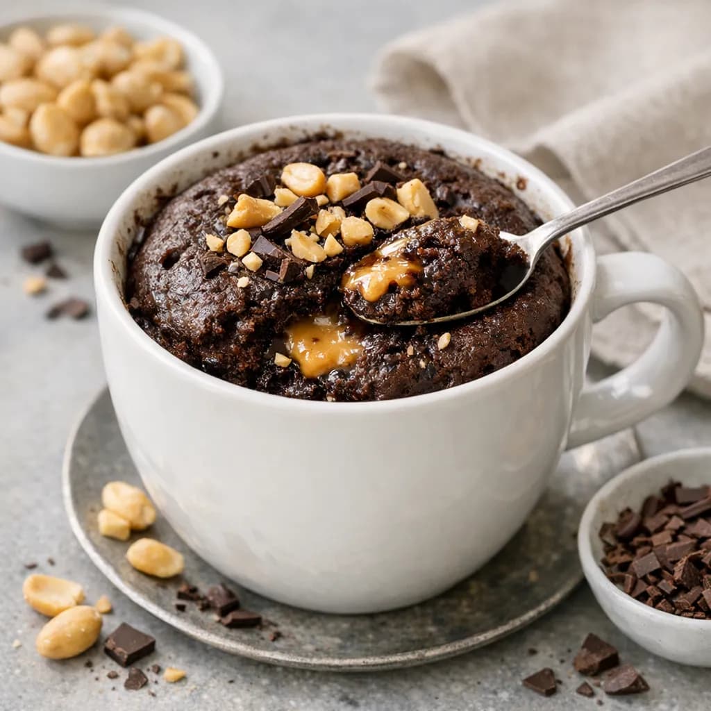 Veganer Erdnussbutter-Schoko-Tassenkuchen