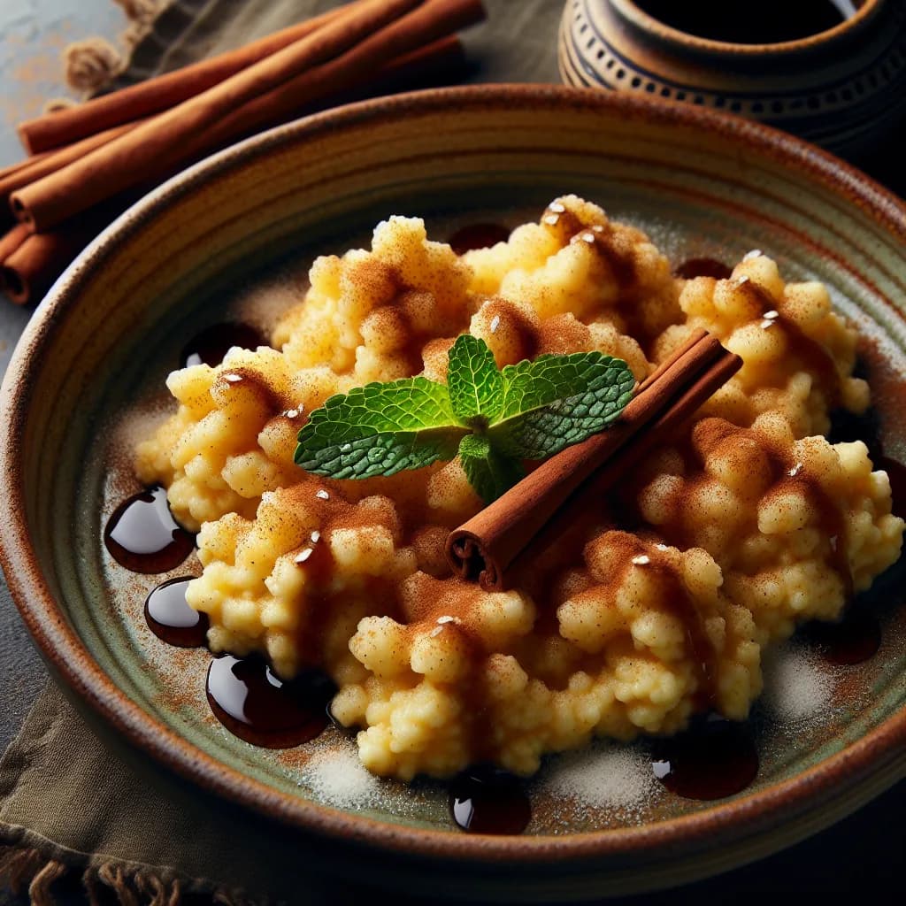 Veganer Grießschmarrn mit Zimt und Zucker