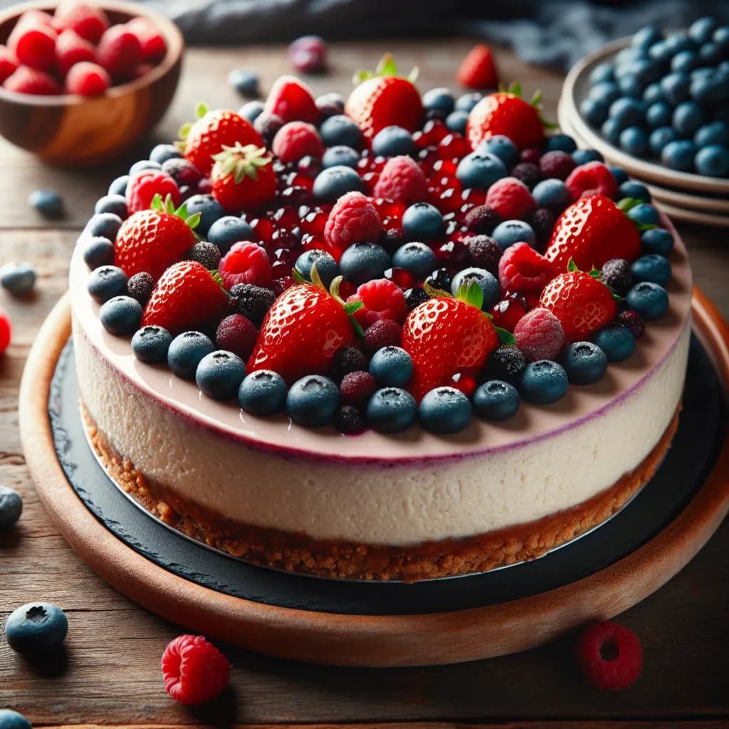 Veganer Käsekuchen mit Beeren