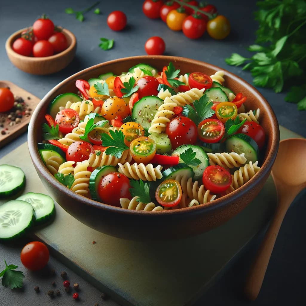 Veganer Nudelsalat mit Gemüse