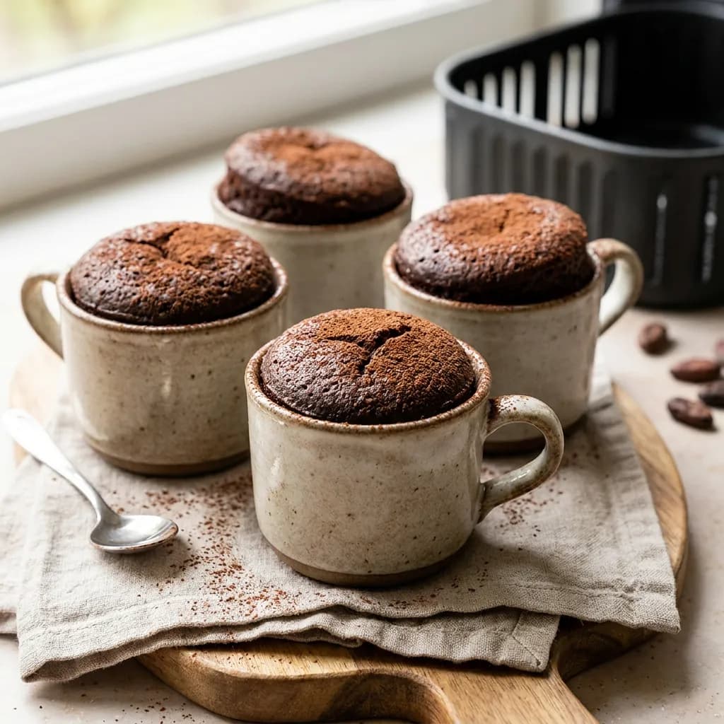 Veganer Schokoladen-Tassenkuchen aus der Heißluftfritteuse