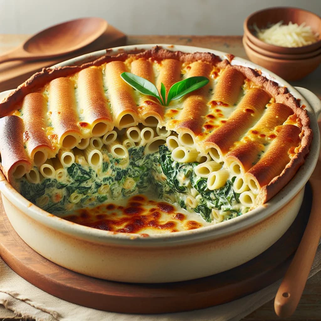 Veganer Spinat-Nudelauflauf