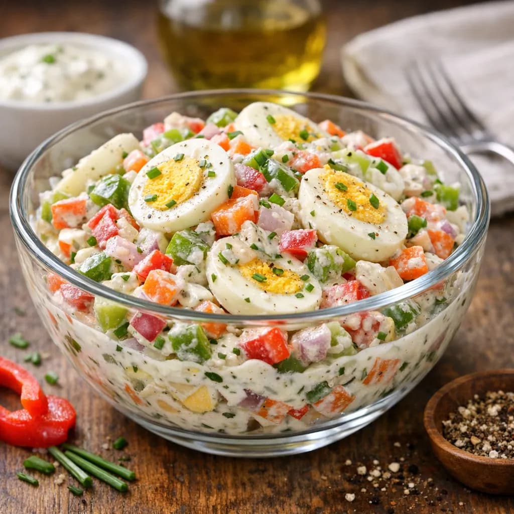Vegetable Egg Salad with Curd Dressing
