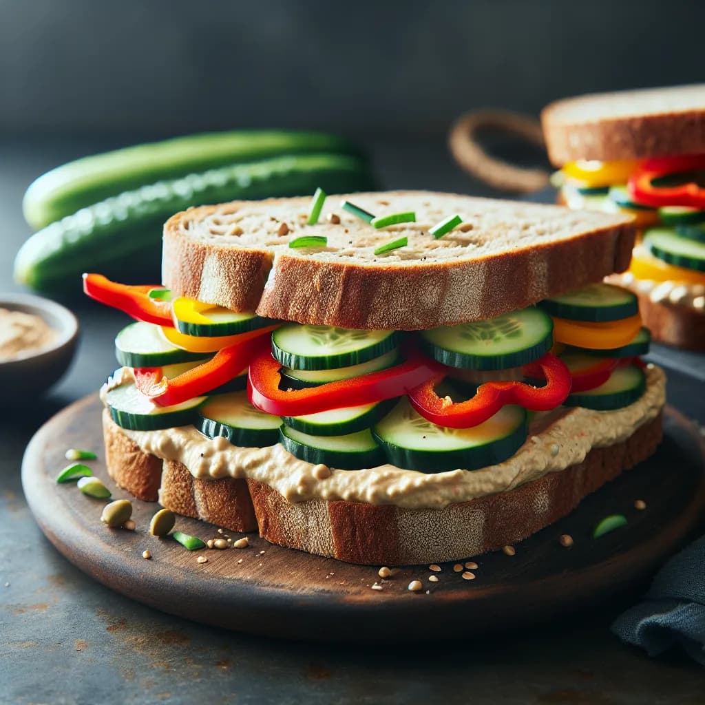 Vegetable Hummus Sandwich