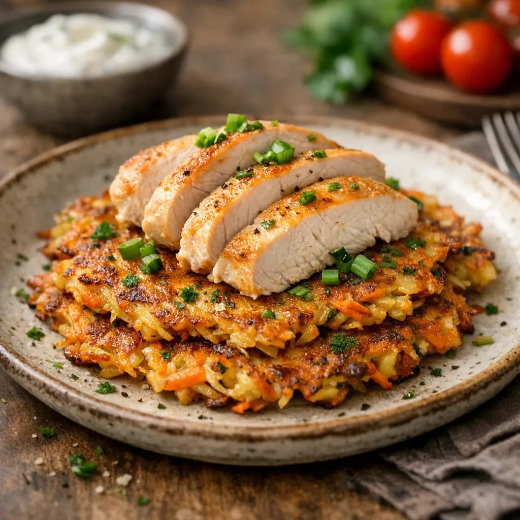 Vegetable Pancakes with Chicken