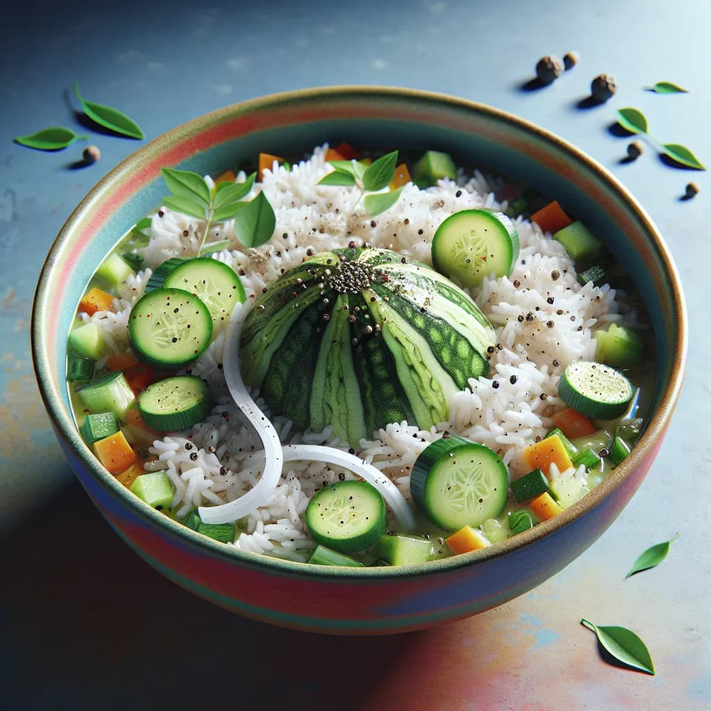 Vegetable Rice Bath with Ridge Gourd