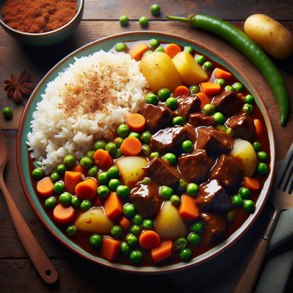 Vegetable Rice with Beef Stew