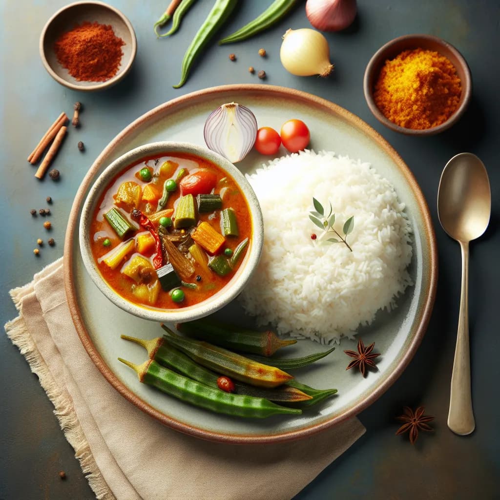 Vegetable Sambar with Rice