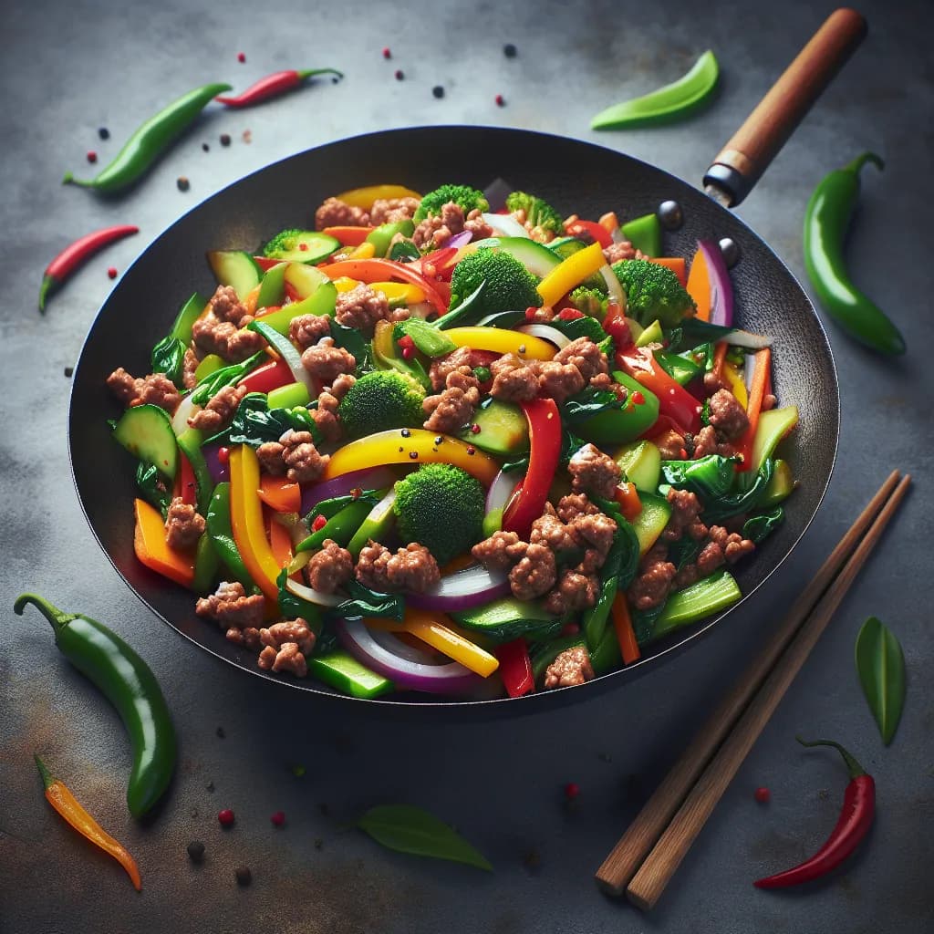 Vegetable Stir Fry with Mince Meat