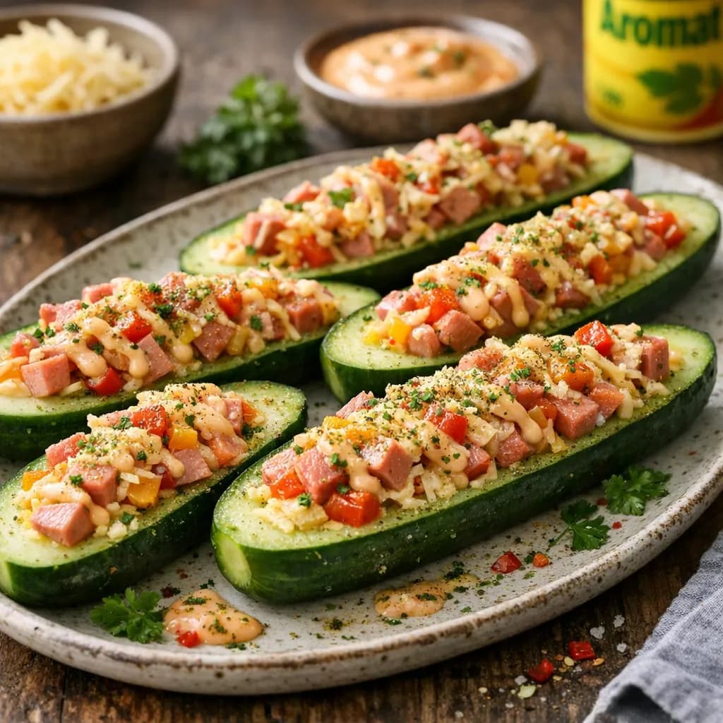 Vianna & Cheese Cucumber Boats