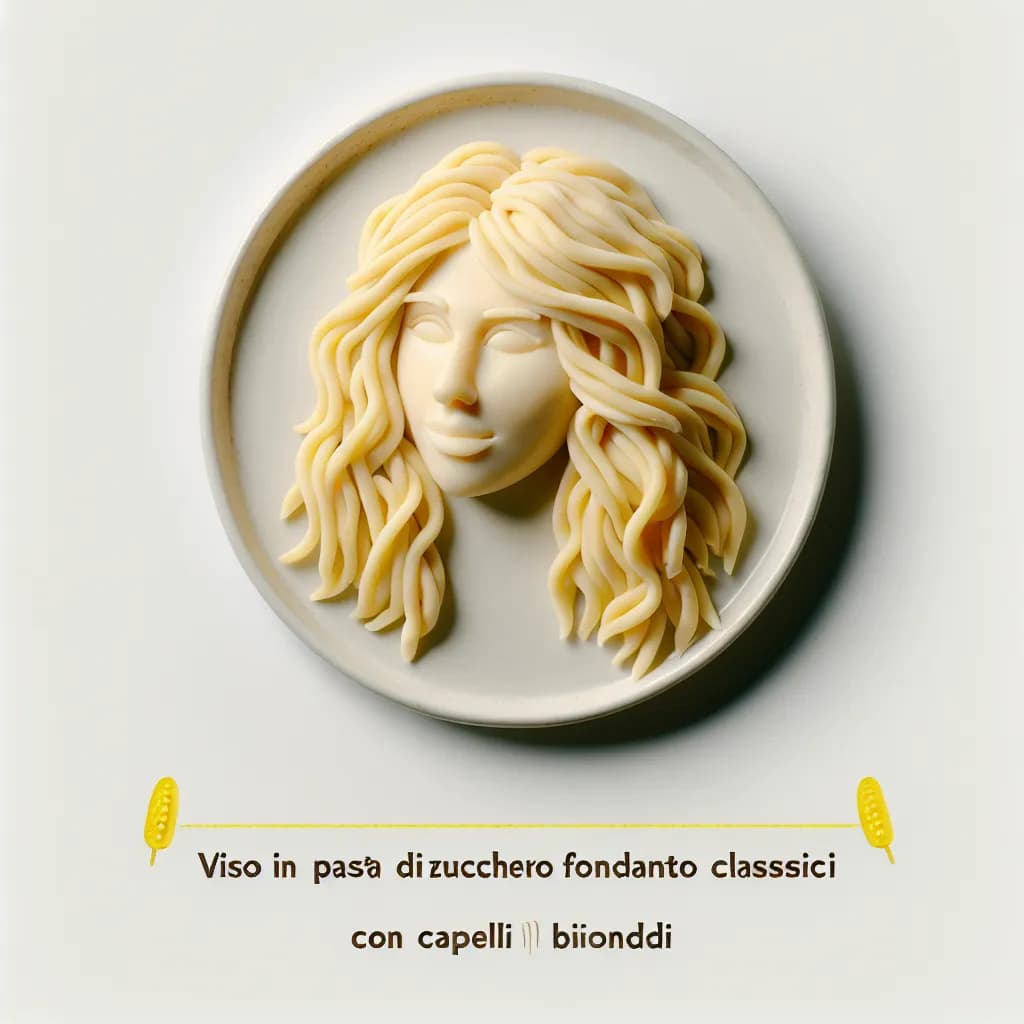 Viso in Pasta di Zucchero Fondant Classico con Capelli Biondi