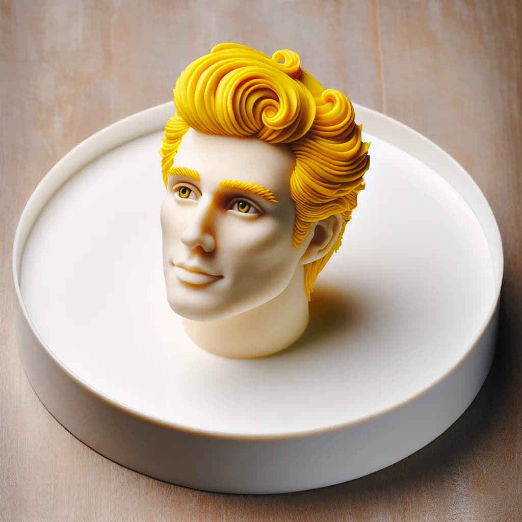 Viso in Pasta di Zucchero Fondant Classico con Capelli Gialli