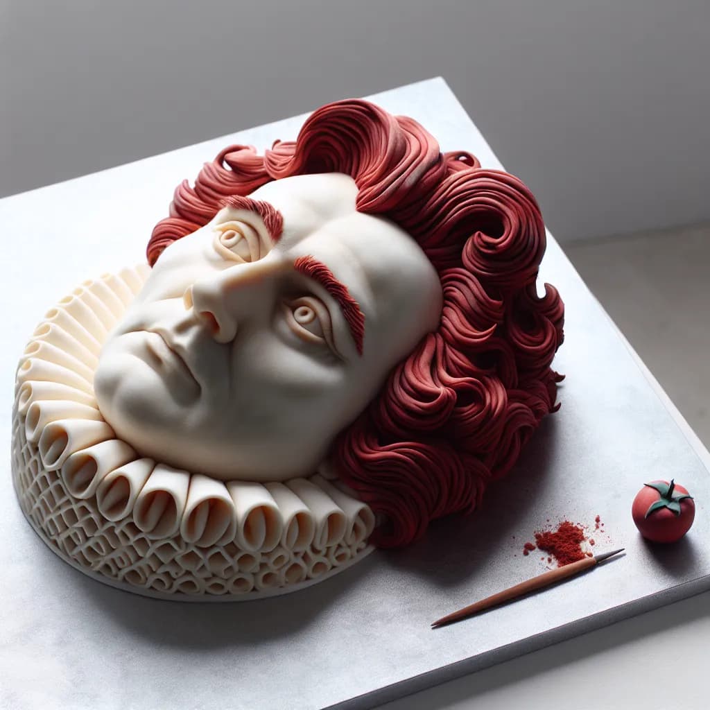 Viso in Pasta di Zucchero Fondant Classico con Capelli Rossi