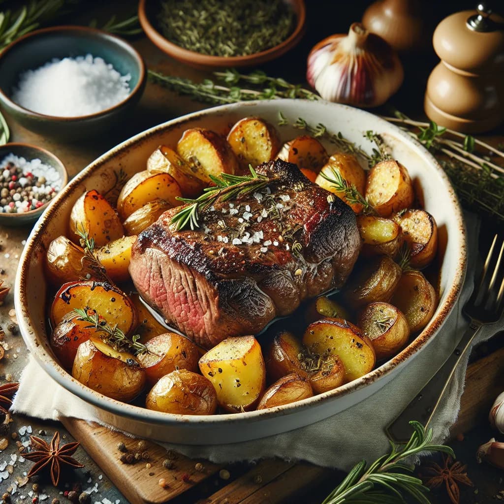 Vitello al Forno con Patate e Aromi