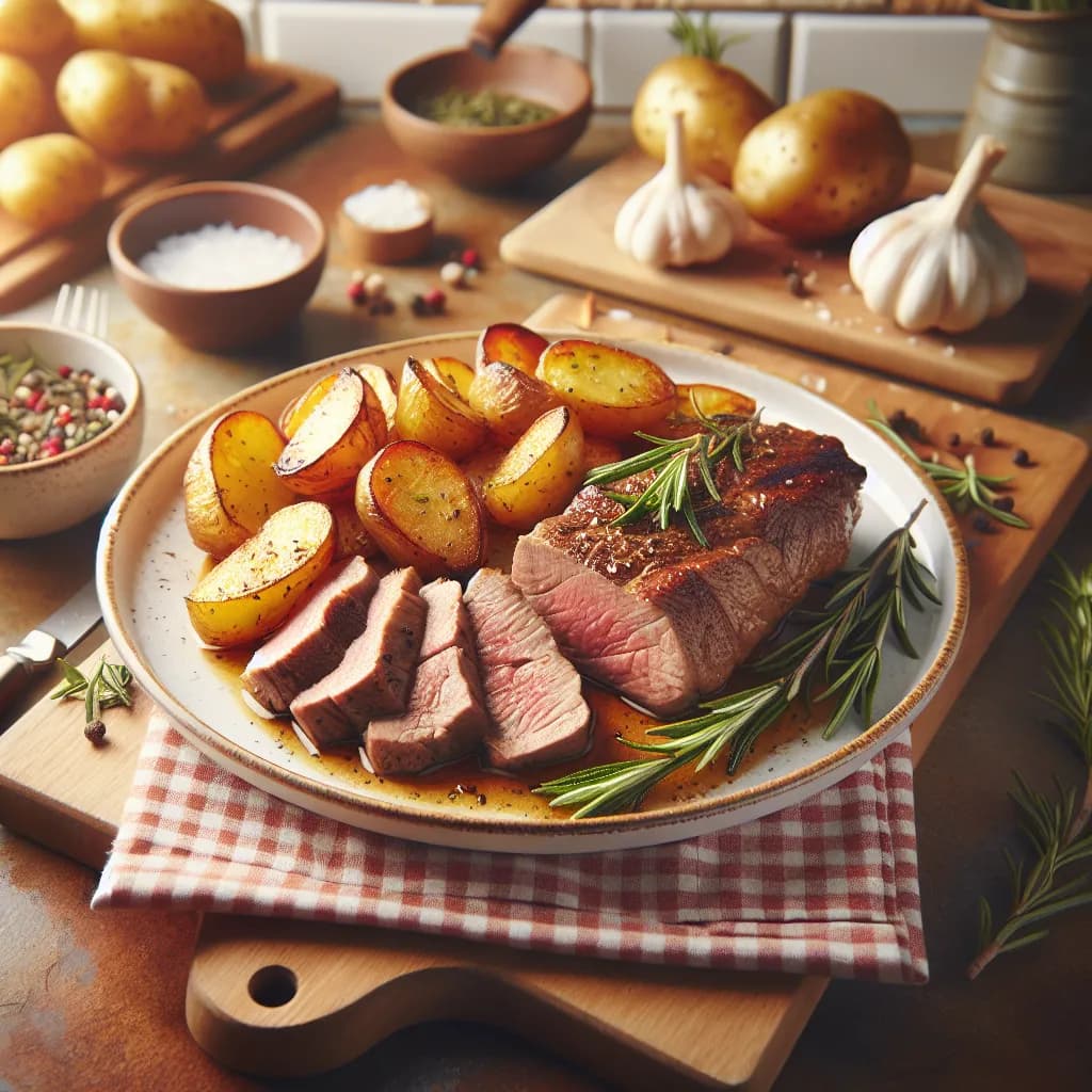 Vitello al Forno con Patate e Rosmarino