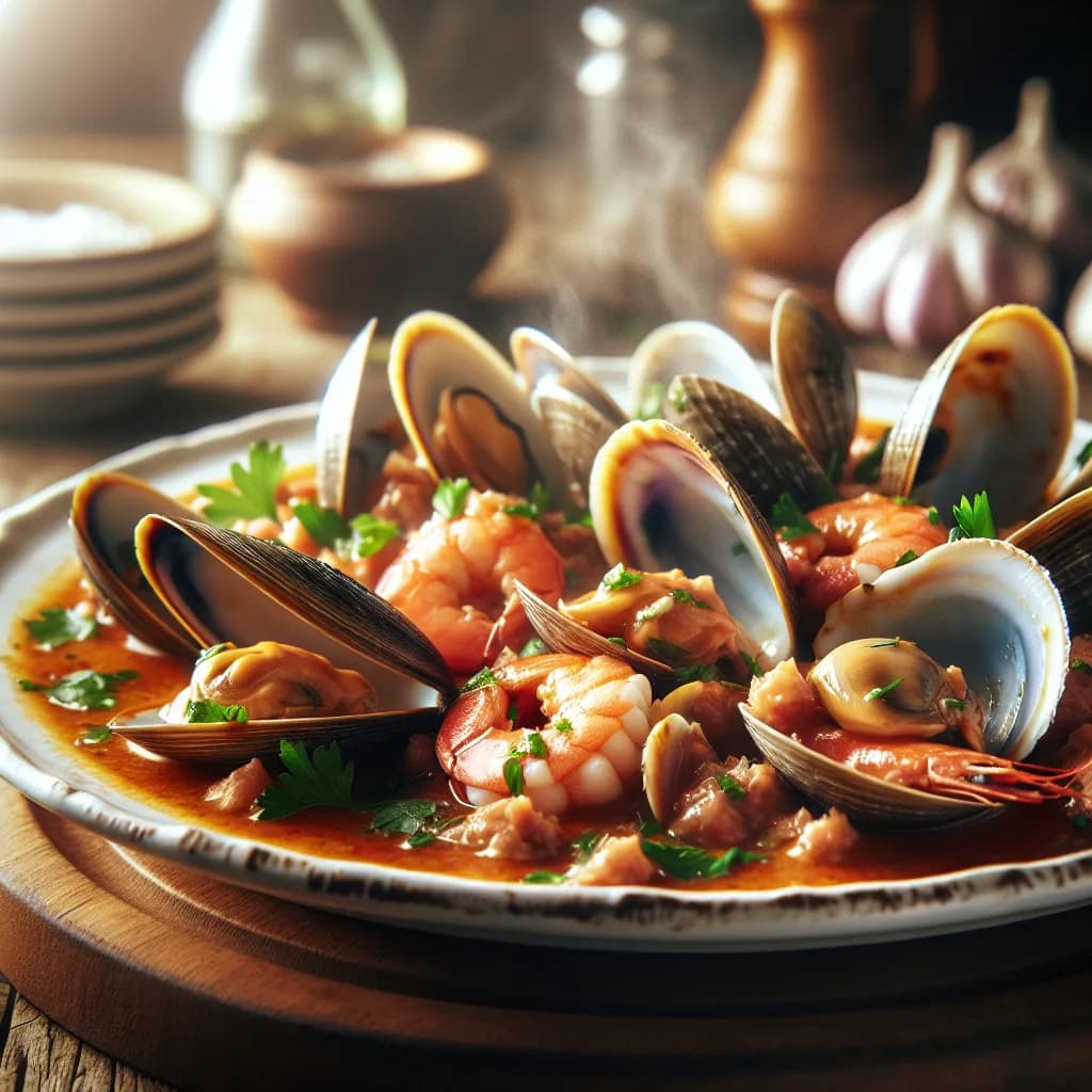Vongole e Gamberi in Salsa Tonnata