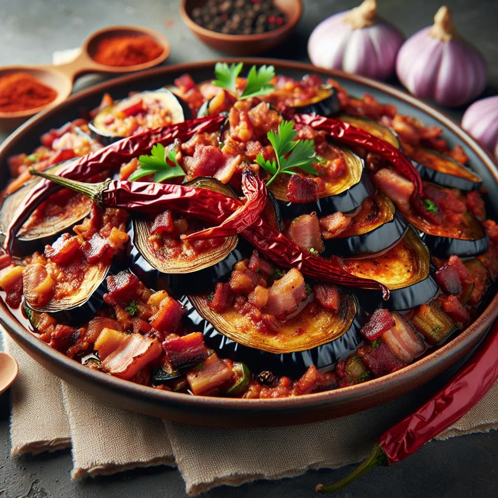 Würzige Auberginen-Bacon-Füllung