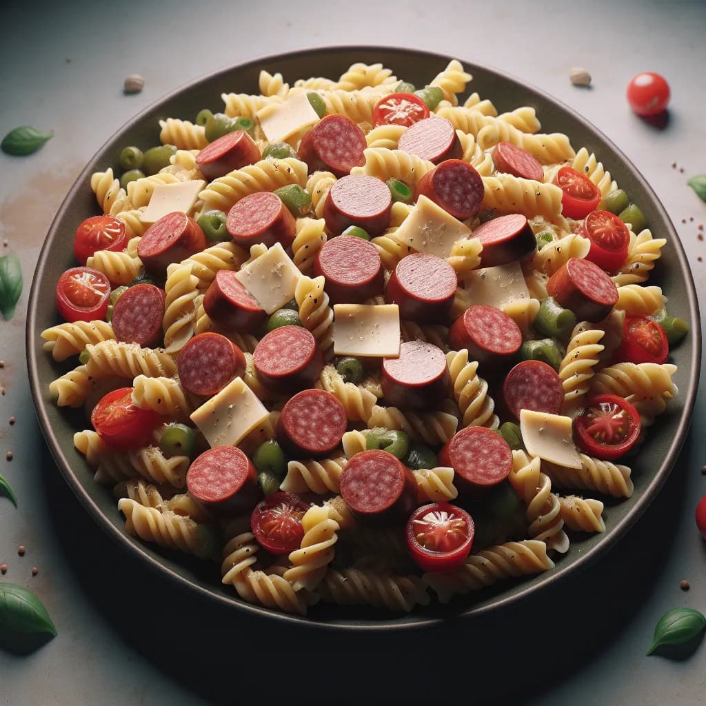 Würzige Nudelpfanne mit Debreziner und Käse