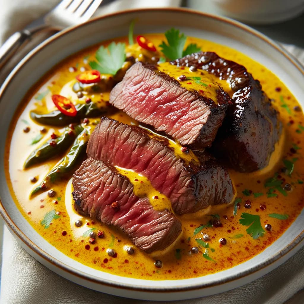 Würziges Rinderfilet in Kokos-Curry-Sauce