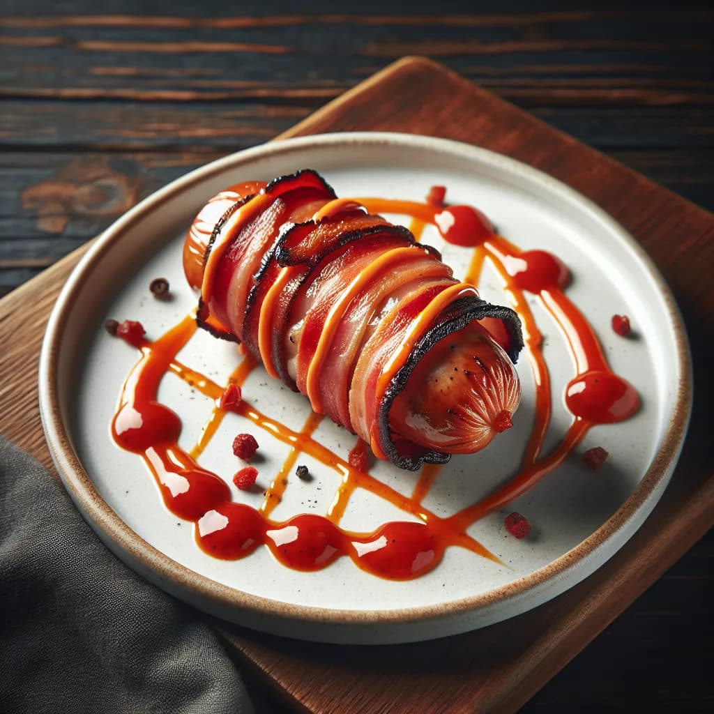 Wüstel Avvolto nel Bacon con Salsa Piccante