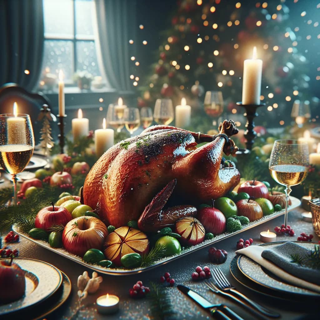 Weihnachtsgans mit Apfel und Zwiebel