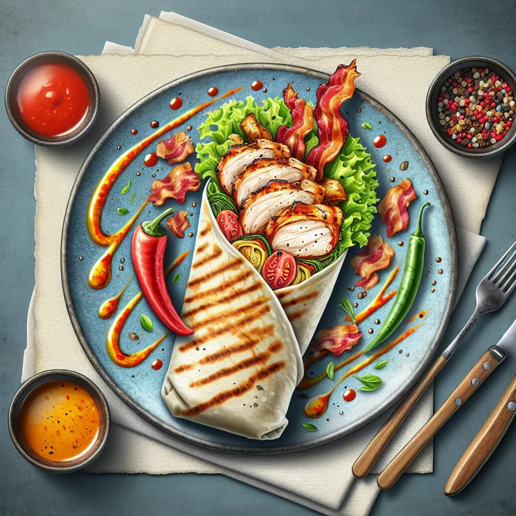 Wrap di Pollo con Bacone e Salsa Piccante