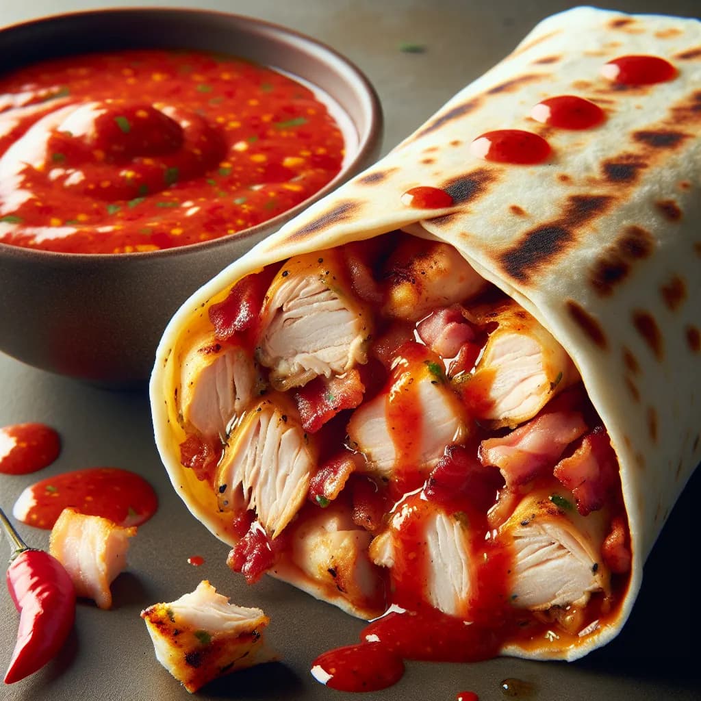 Wrap di Pollo e Bacone con Salsa Piccante