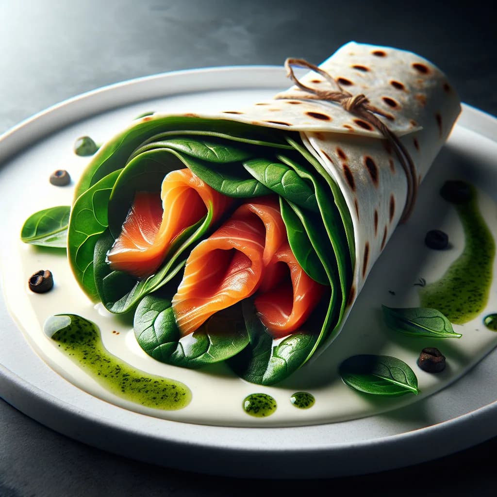 Wraps de saumon fumé et épinards