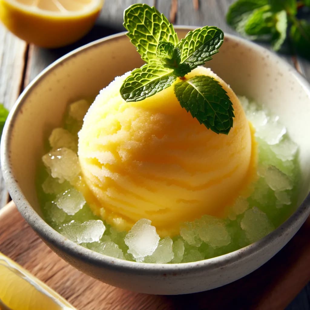 Zitronen-Minz-Sorbet
