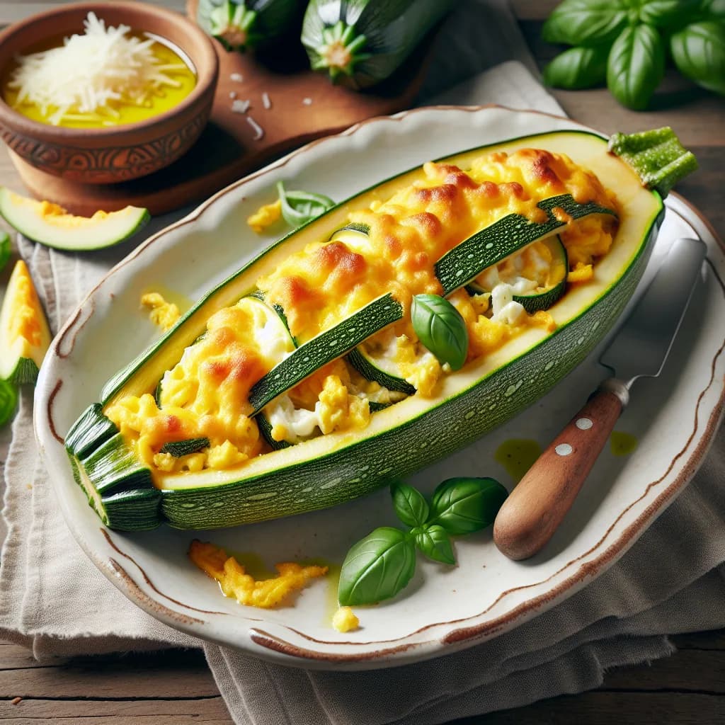 Zucchine ripiene con uova e formaggio