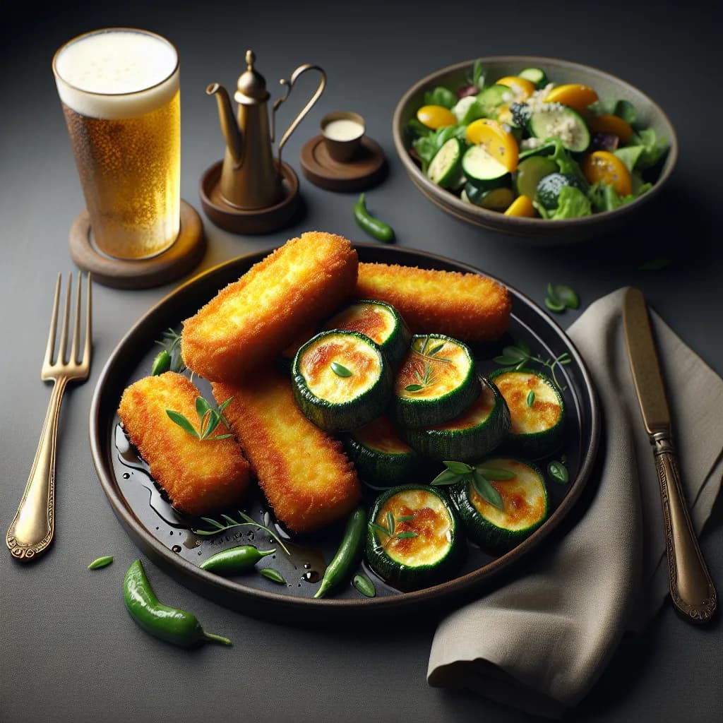 Zucchini Cordon Bleu im Bierteig