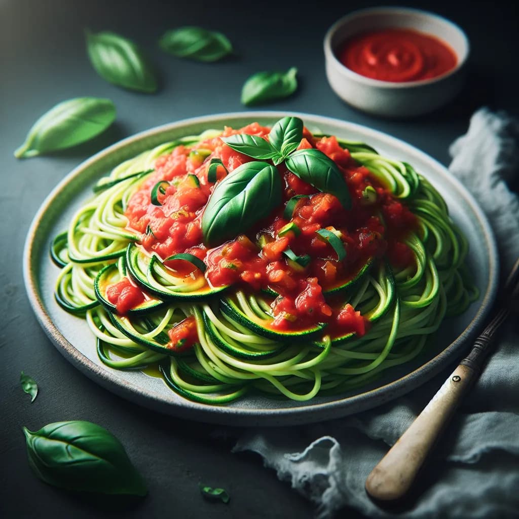 Zucchini Noodles with Tomato Basil Sauce