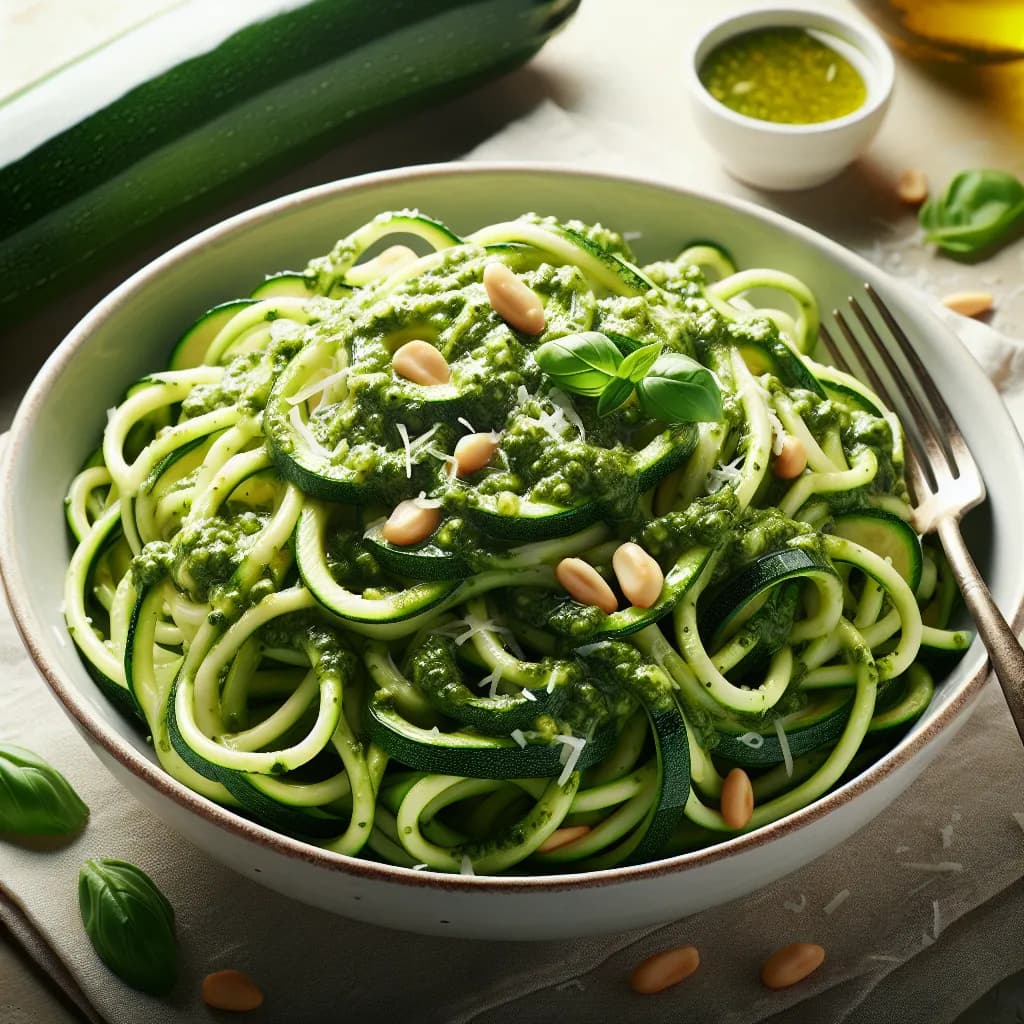 Zucchini-Nudeln mit Pesto