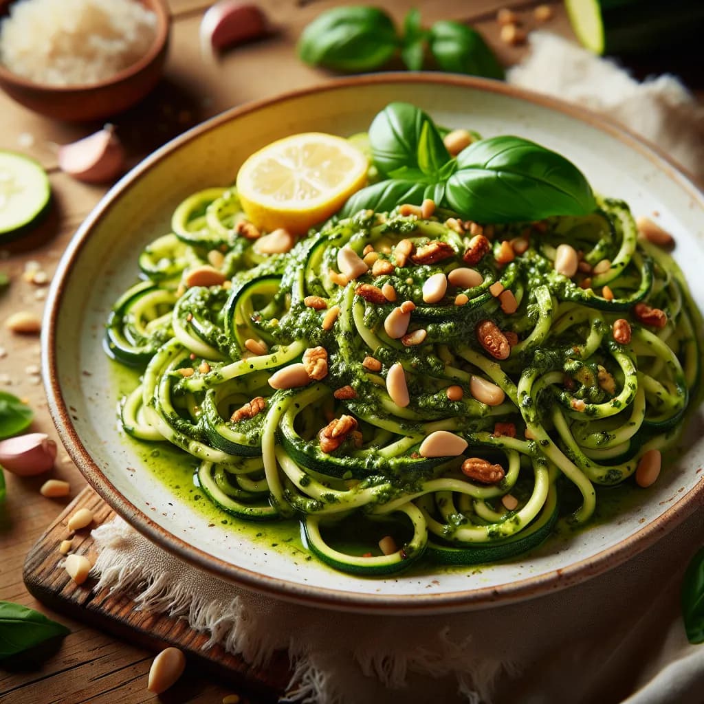 Zucchini-Nudeln mit Pesto