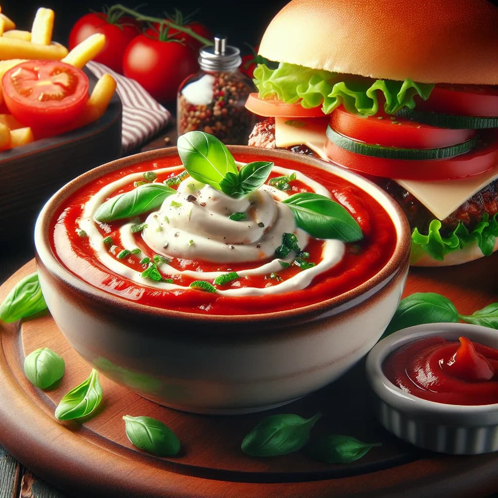 Zuppa di Pomodoro con Burger di Pollo