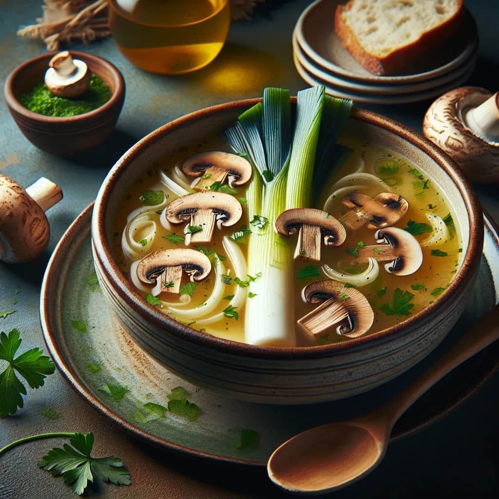 Zuppa di porri e funghi