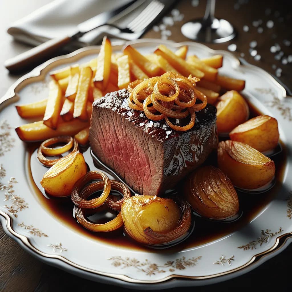 Zwiebelrostbraten mit Bratkartoffeln